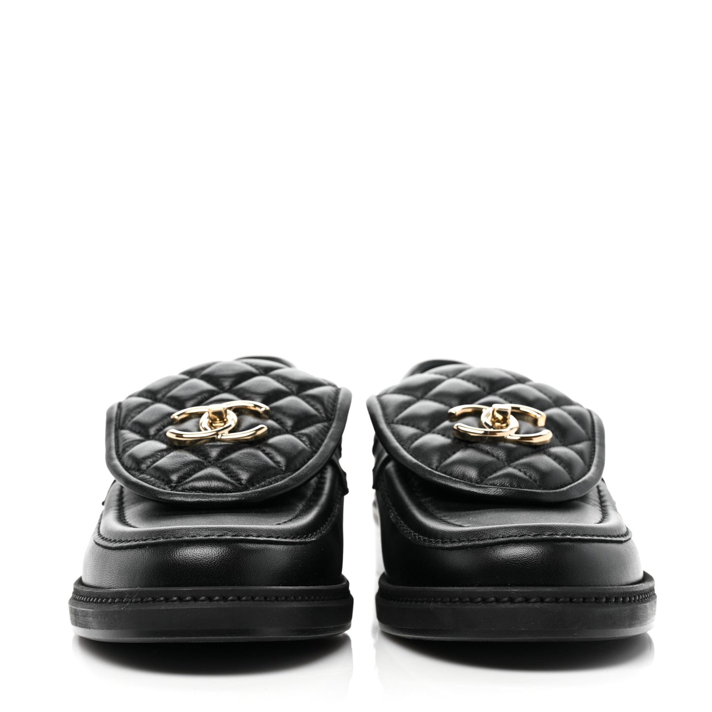 Lambskin Quilted CC Turnlock Loafers 40 Black
