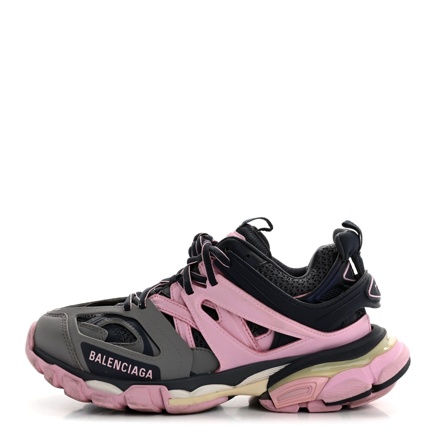 Mesh Rubber Tri-Color Womens Track Sneakers 37 Dark Grey Pink Grey