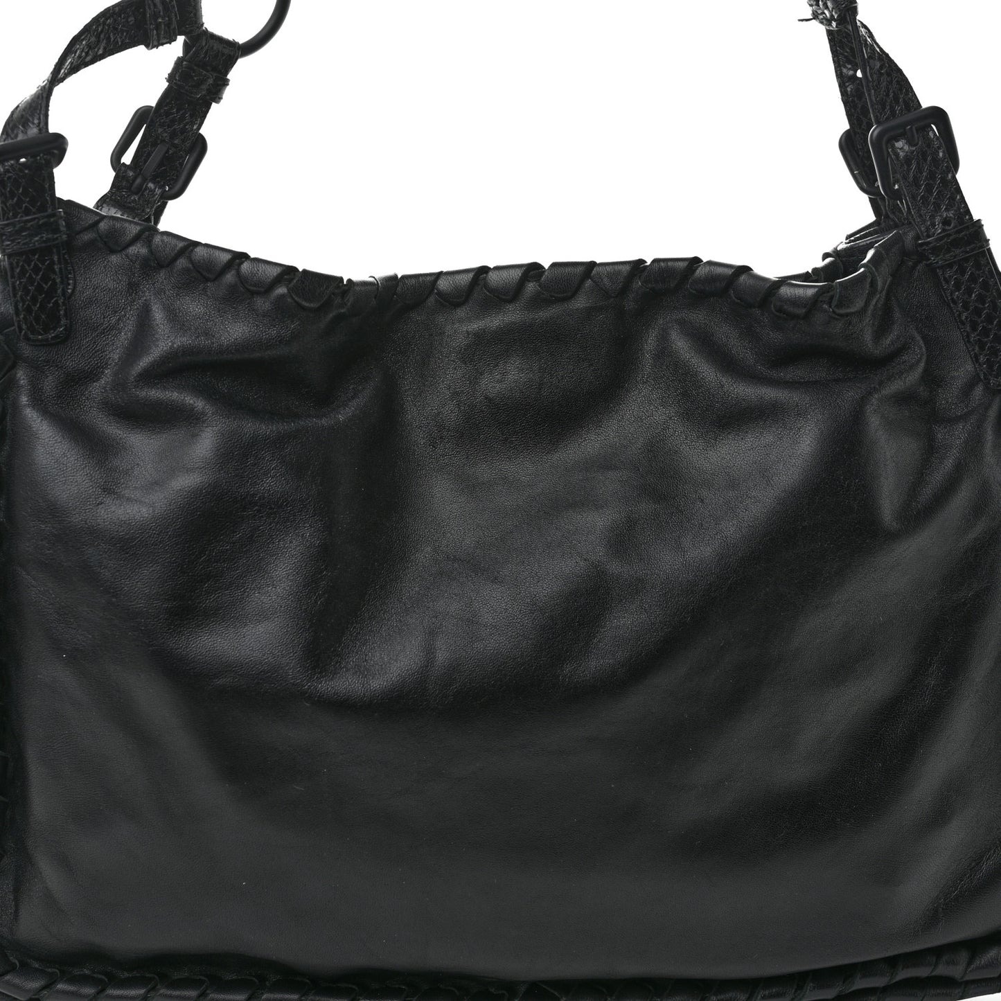 Nappa Intrecciato Snakeskin Hobo Black