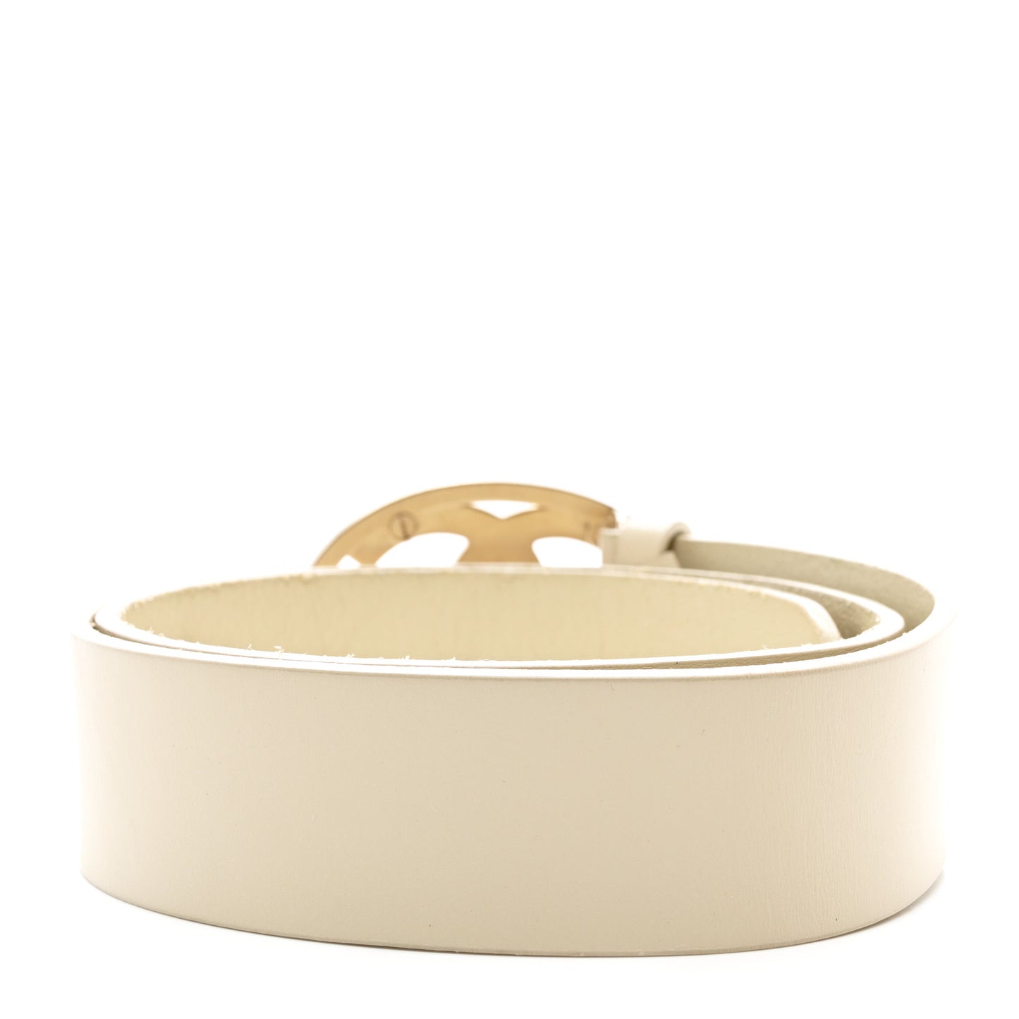 Calfskin Enamel CC Logo Belt 80 32 Light Beige