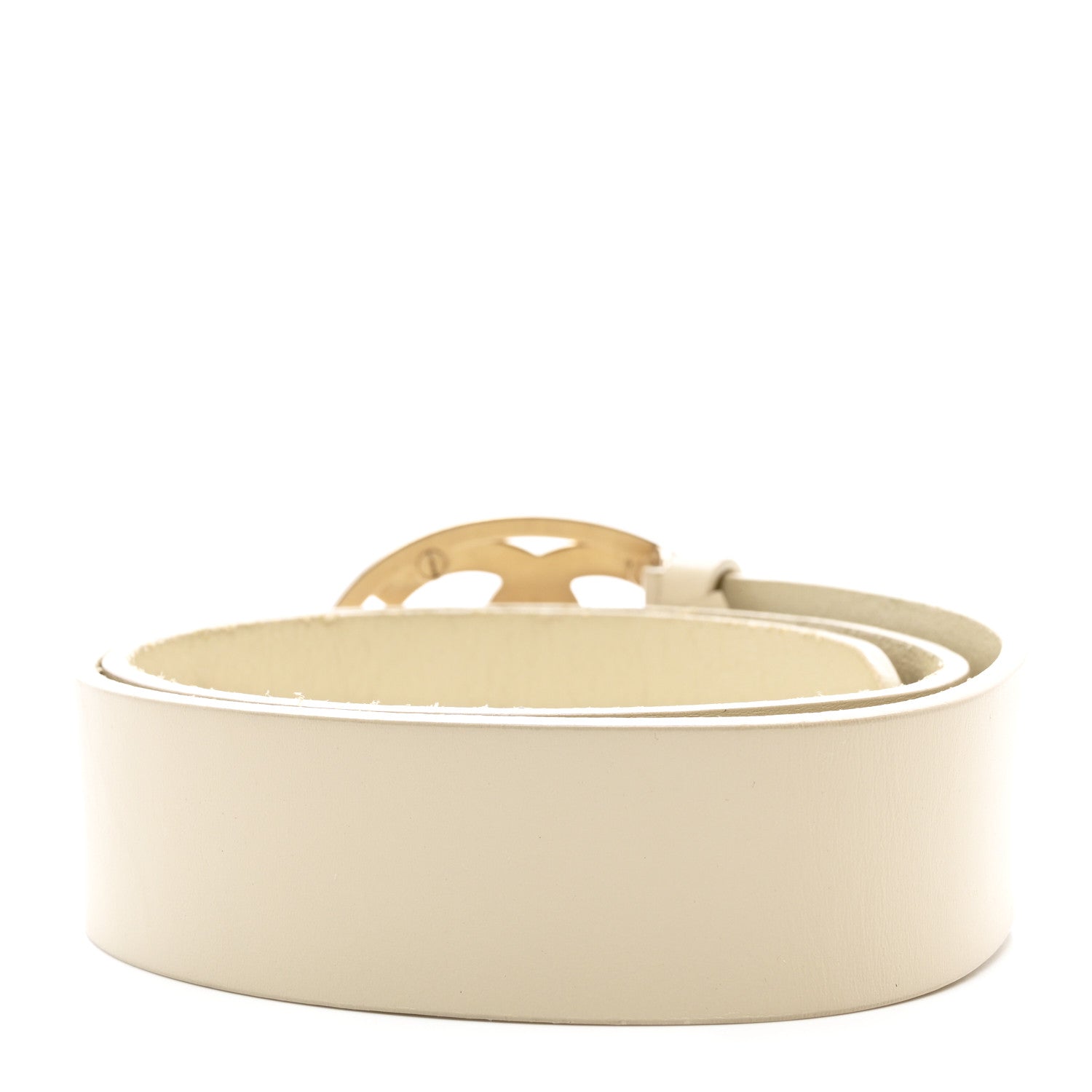 Chanel Calfskin Enamel CC Logo Belt 80 32 Light Beige 2 of 8