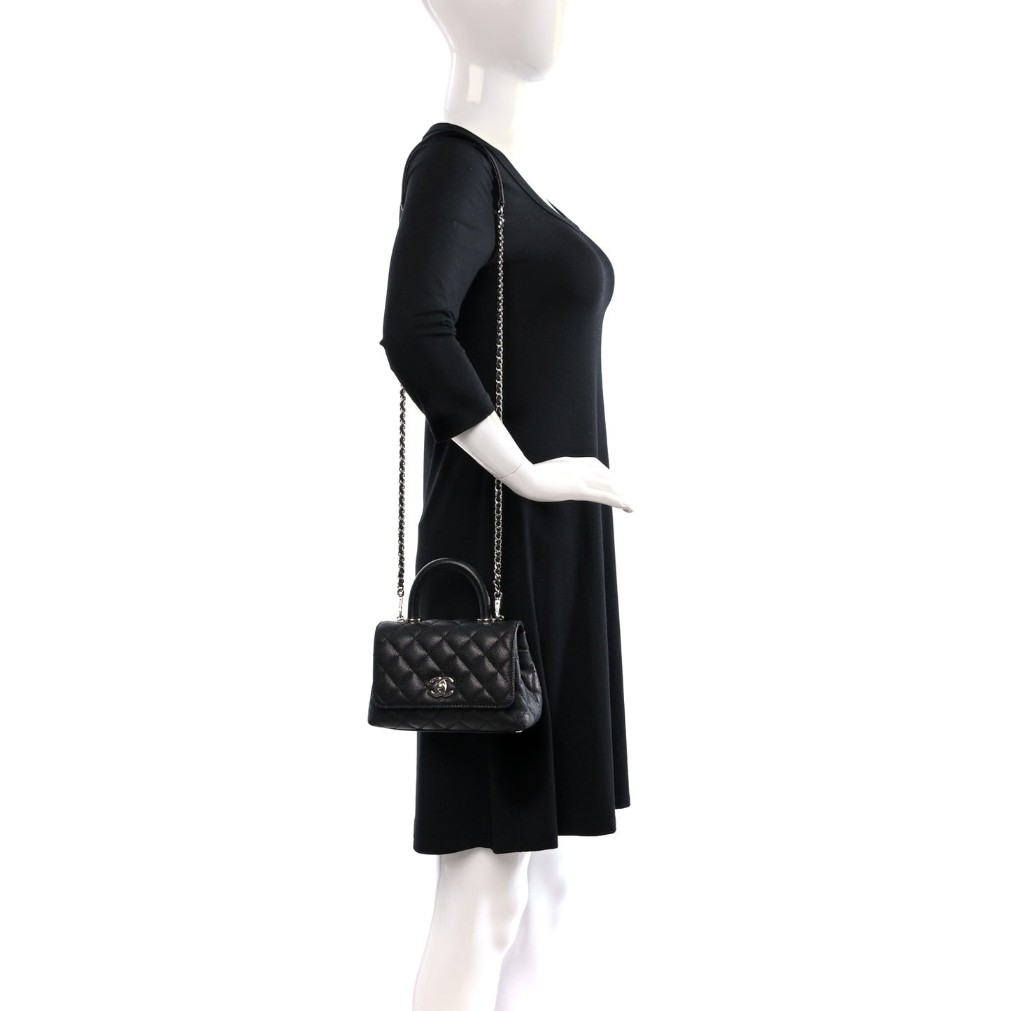 Caviar Quilted Extra Mini Coco Handle Flap Black