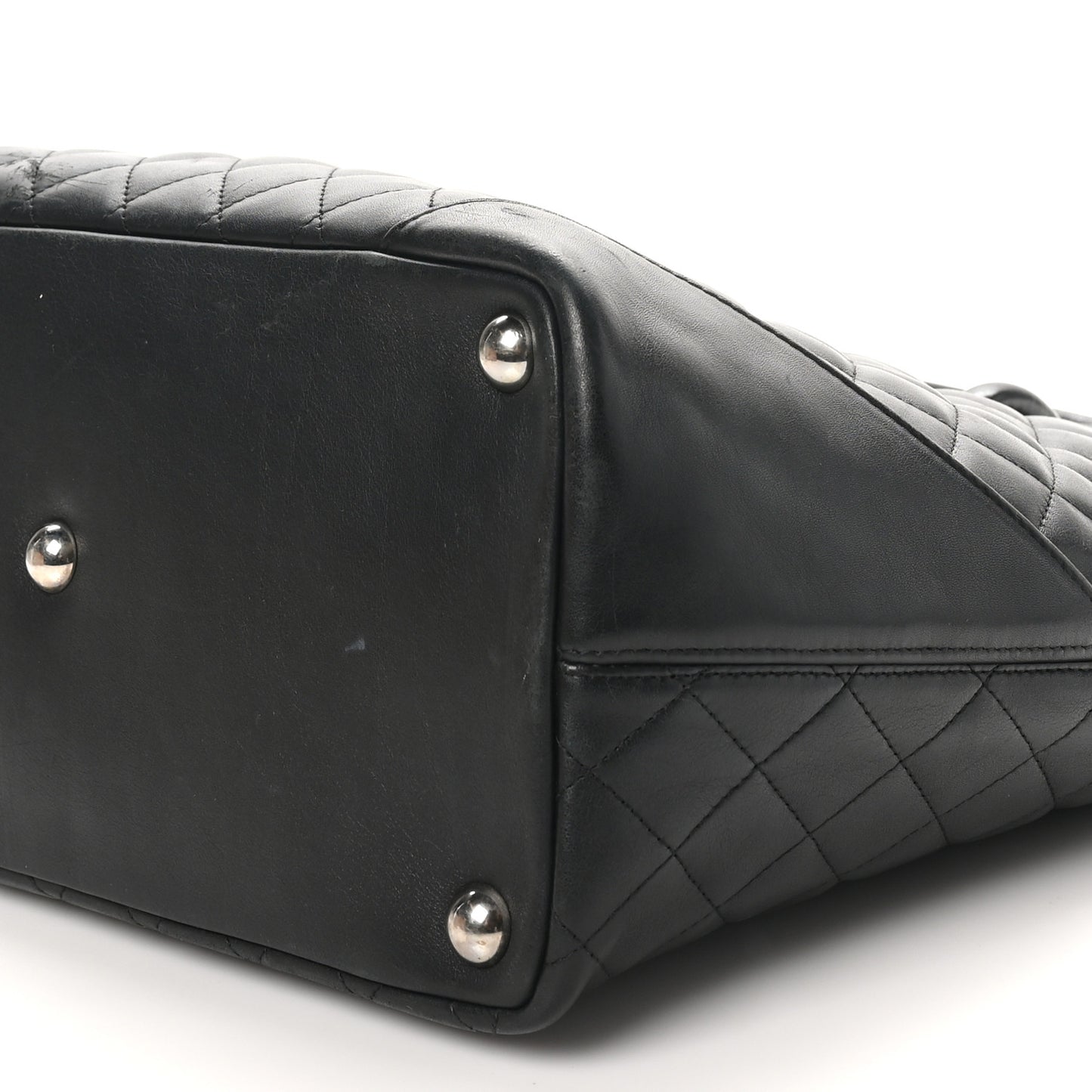 Calfskin Quilted Large Cambon Tote Black White