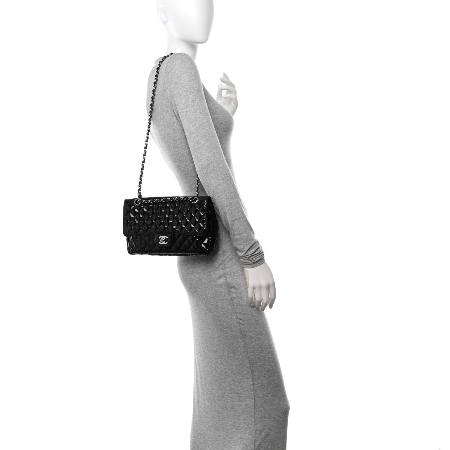 Chanel Patent Quilted Secret Label Medium Flap Black 2 of 11