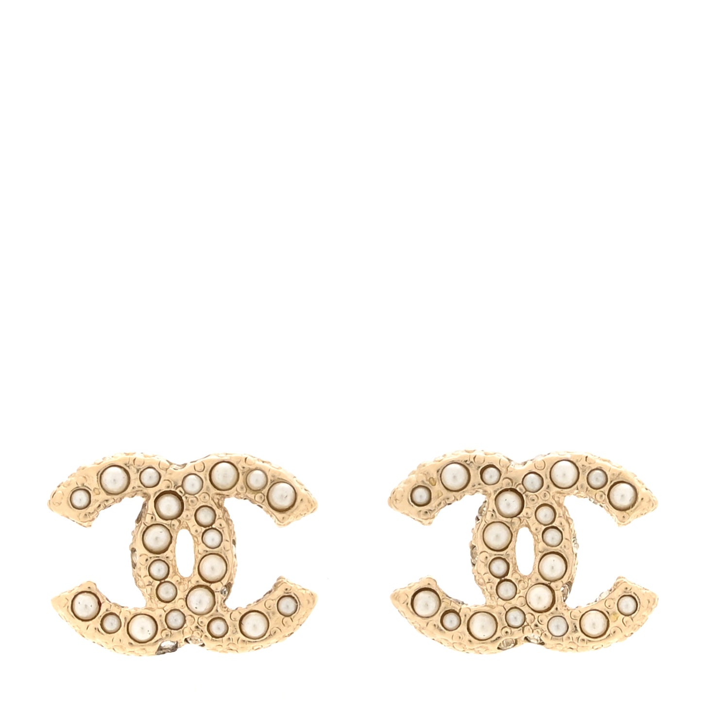 Pearl Crystal CC Earrings Light Gold