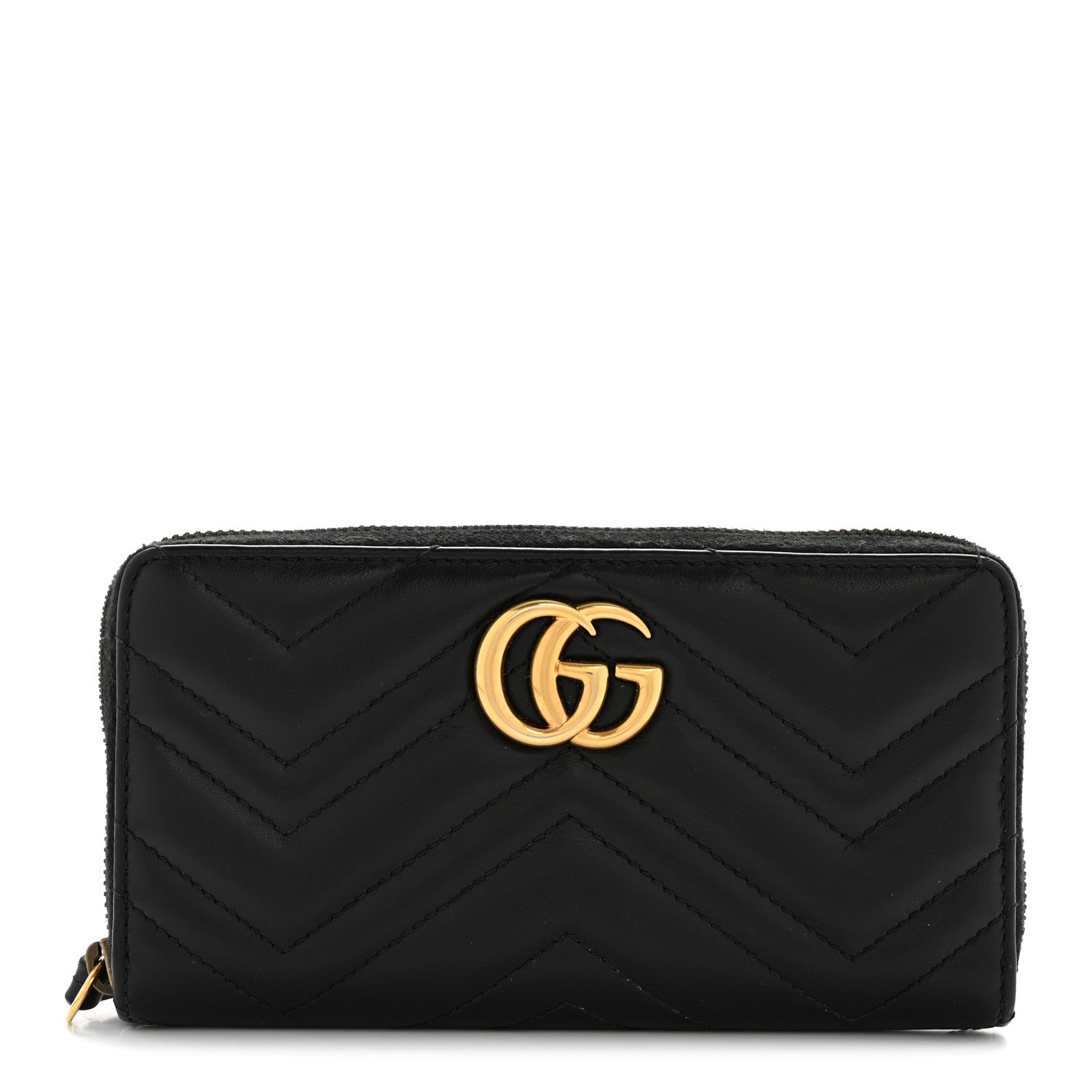 Gucci Calfskin Matelasse GG Marmont Zip Around Organizer Wallet