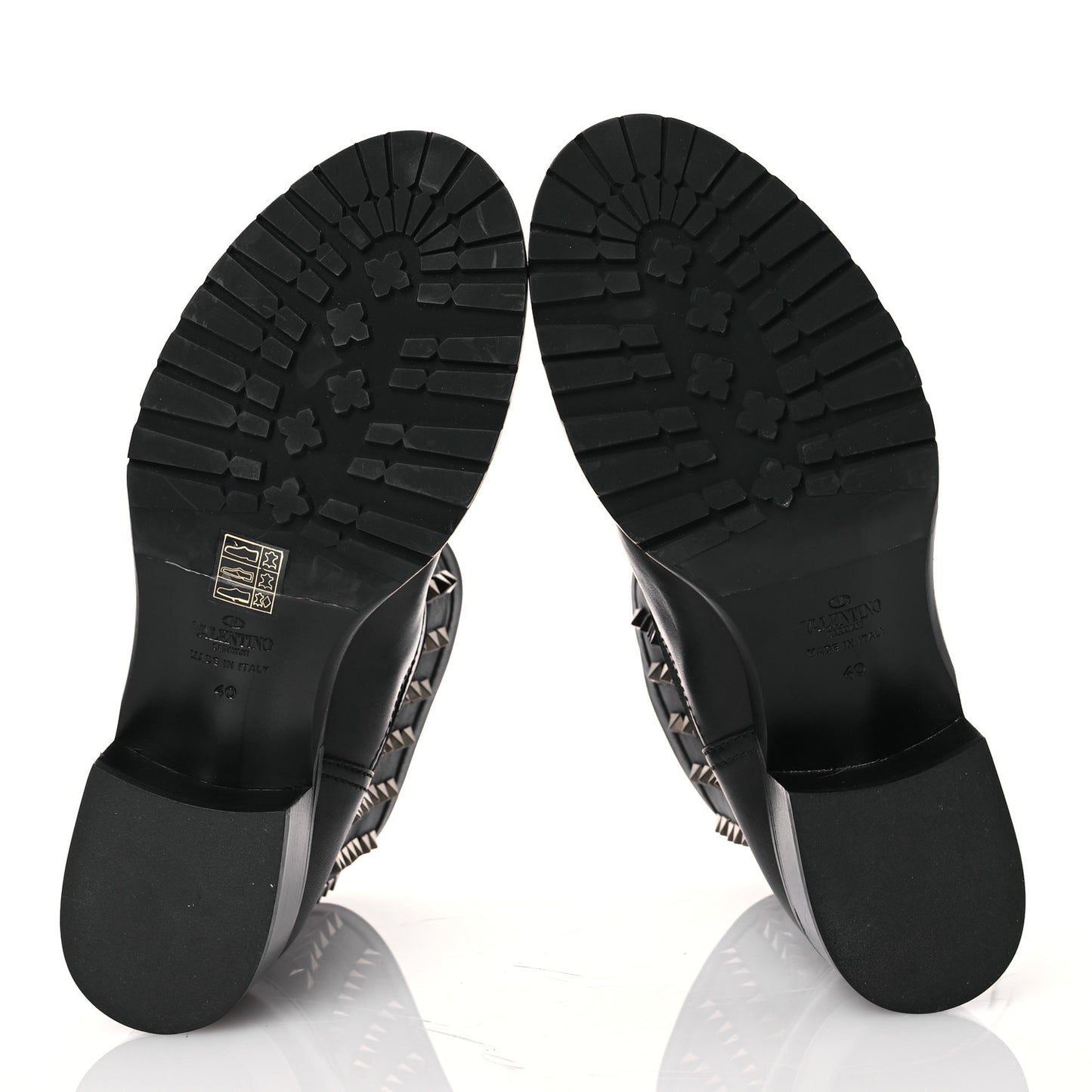 Calfskin Rockstud 30mm Biker Boots 40 Black