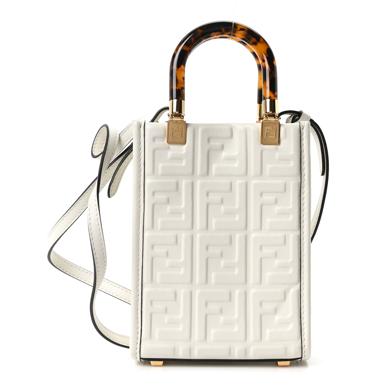 Fendi Vitello Plexiglass FF Embossed Mini Fendi Sunshine Shopper