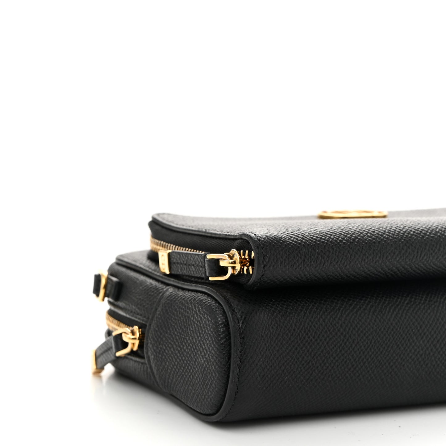 Grained Calfskin Caro Double Pouch Black