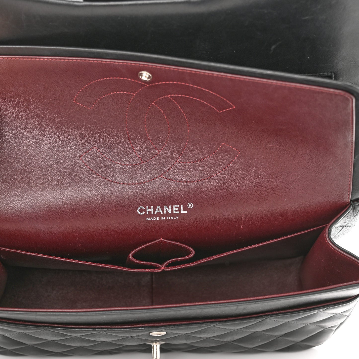 Lambskin Quilted Jumbo Double Flap Black