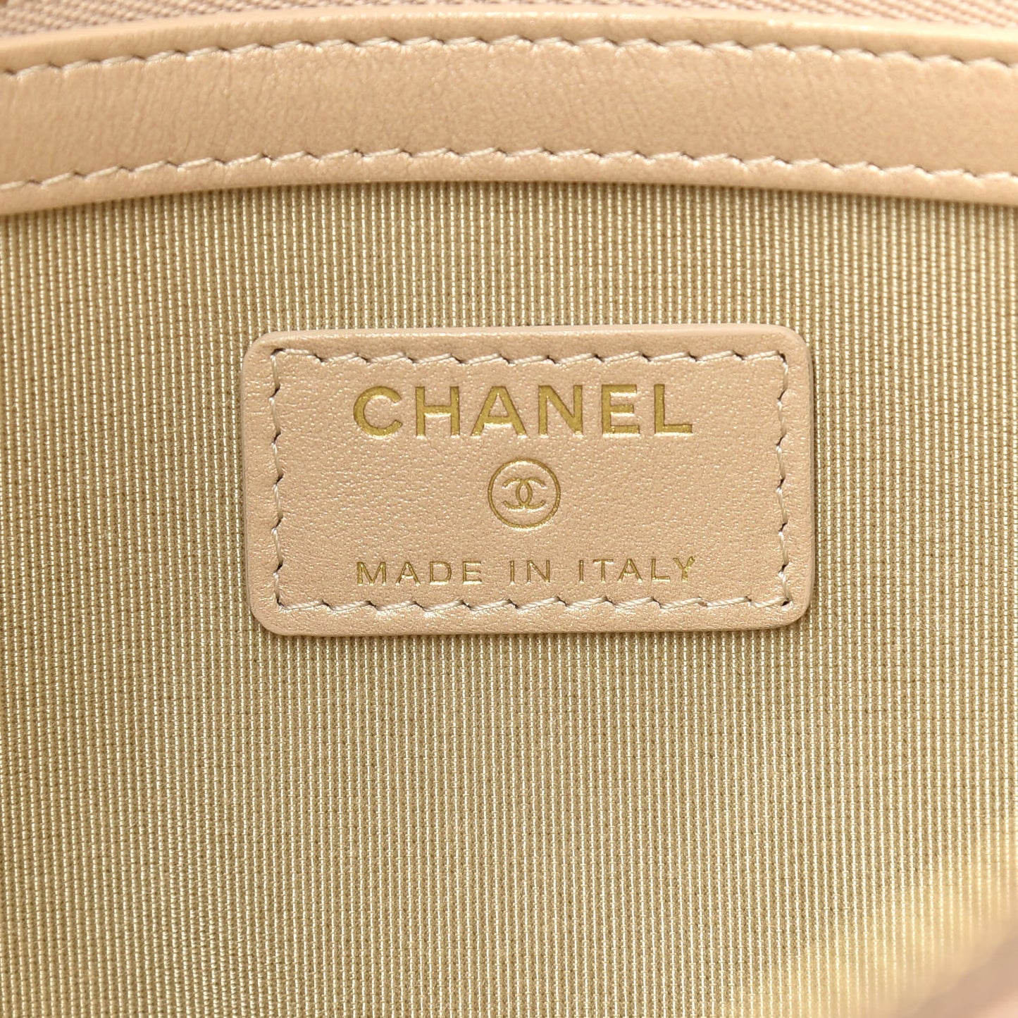 Metallic Lambskin Quilted Medium Cosmetic Case Gold