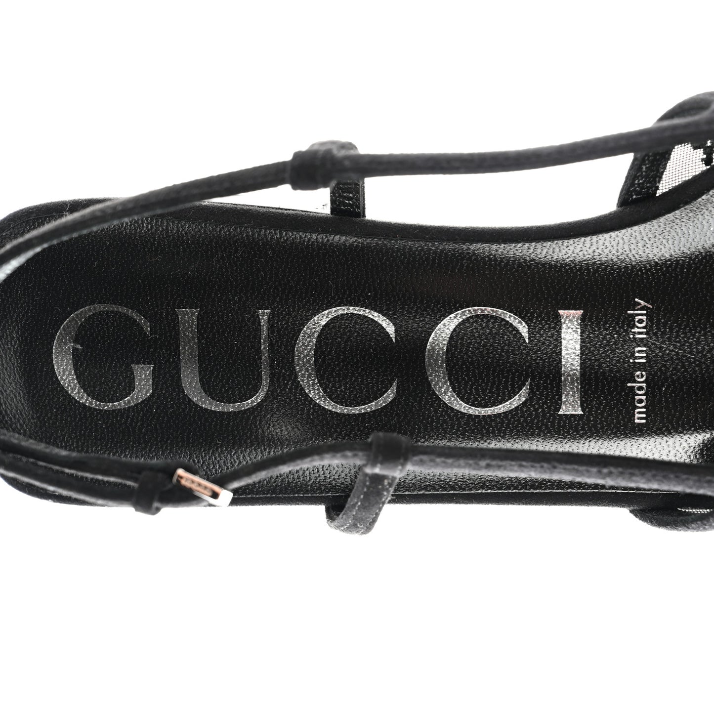 Tela Retino Kid Scamosciato Crystal GG Monogram Square Demi Ballet Flats 39.5 Black