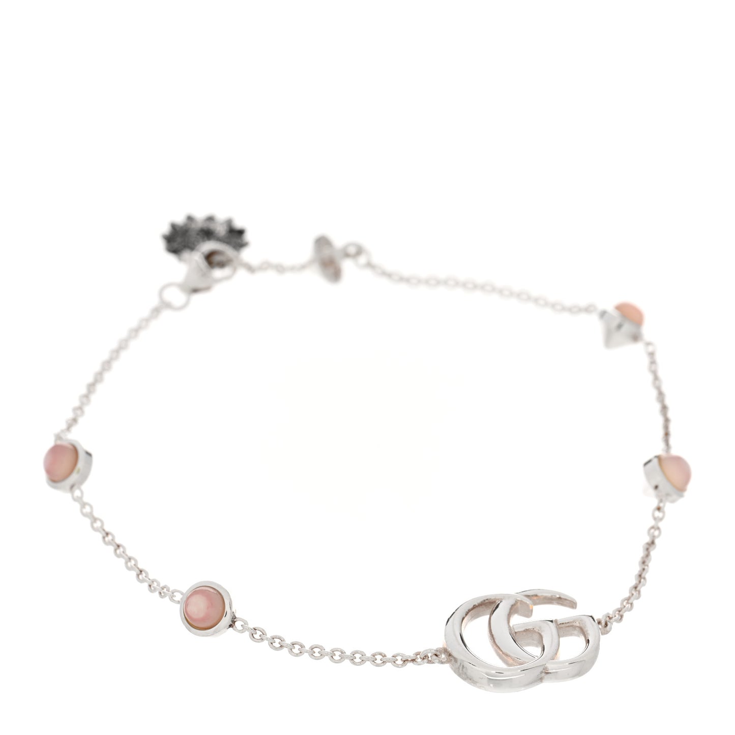 Sterling Silver Pink Mother of Pearl Double G Flower Bracelet