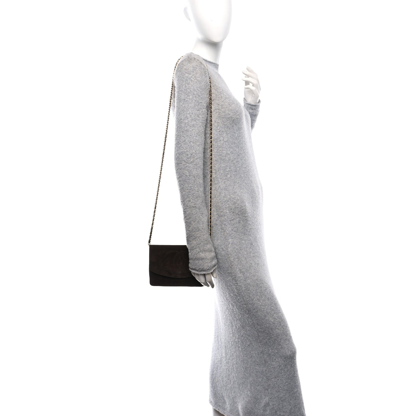 Suede Timeless CC Wallet on Chain WOC Brown