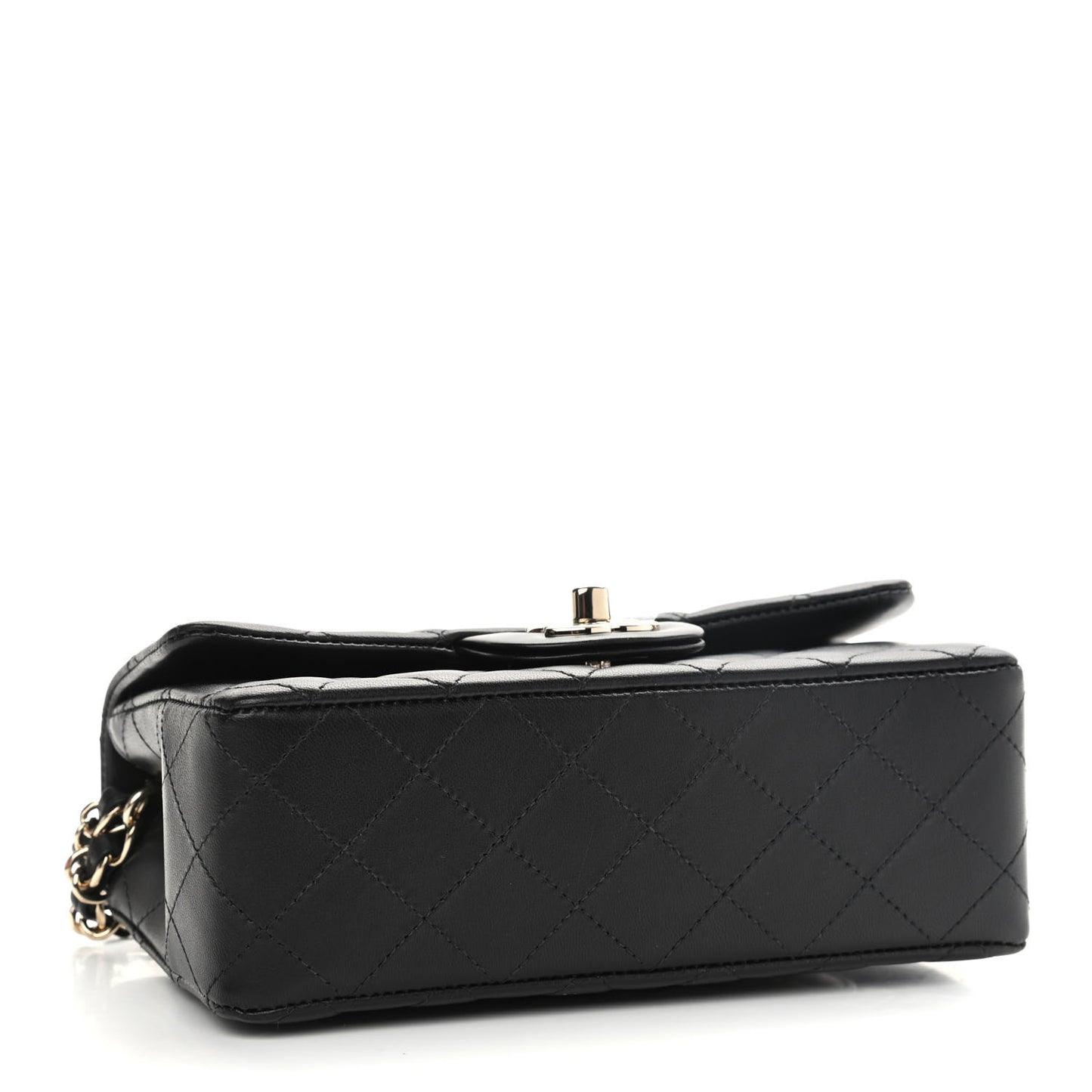 Lambskin Quilted Mini Rectangular Flap Black