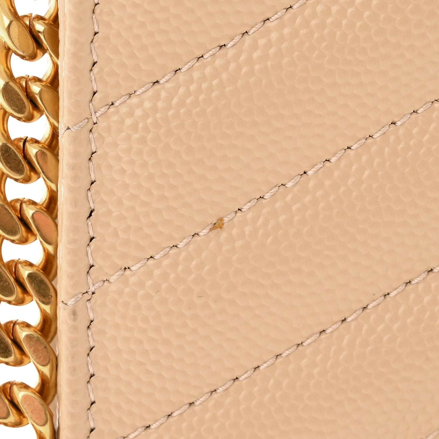 Grain De Poudre Matelasse Chevron Monogram Chain Wallet Light Beige