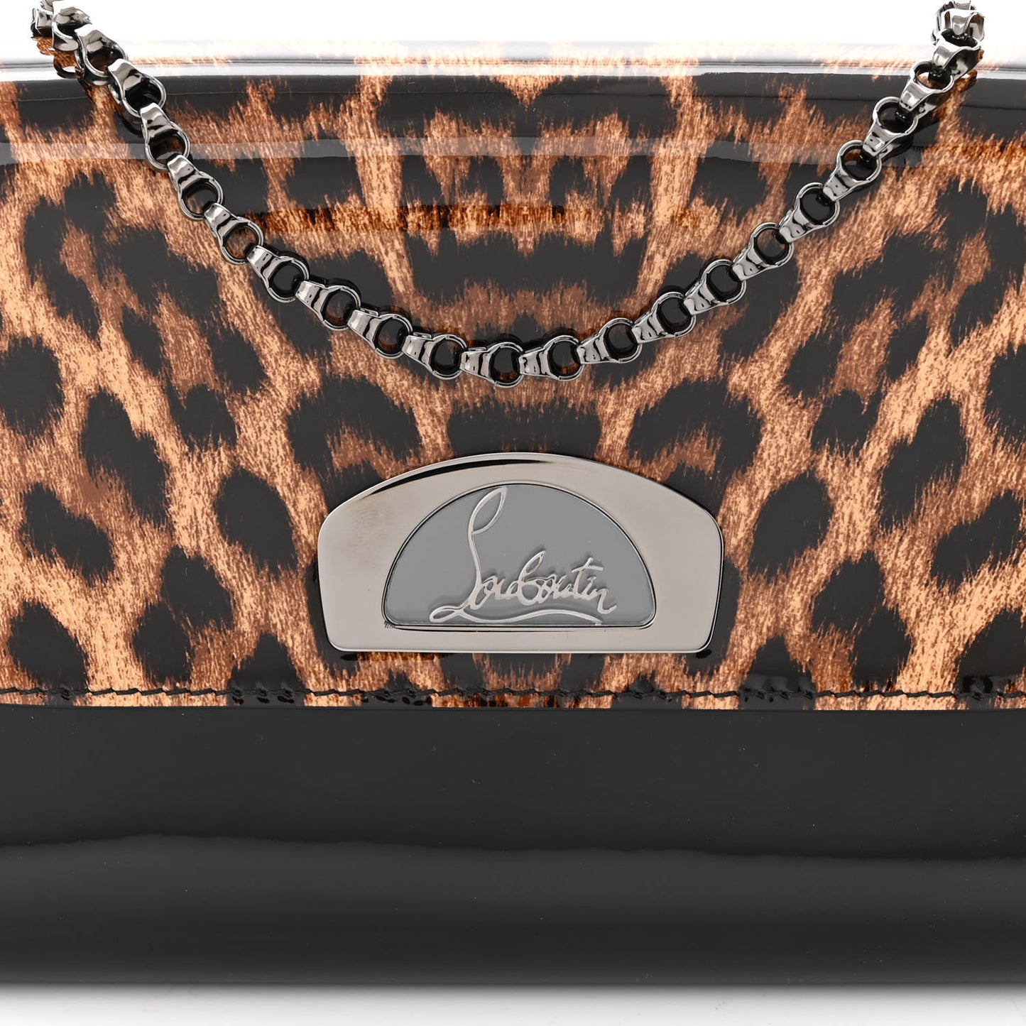 Patent Leopard Vero Dodat Clutch Black