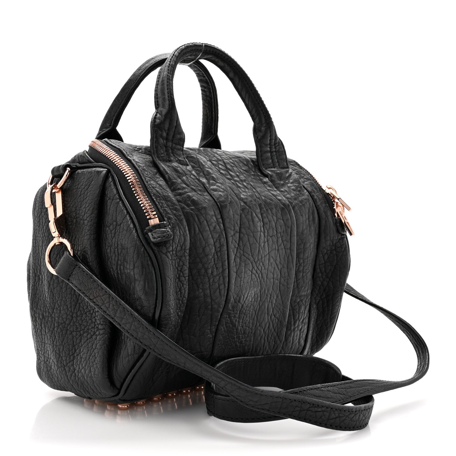 Alexander Wang Pebbled Lambskin Rocco Black Rose Gold Hardware 3 of 12