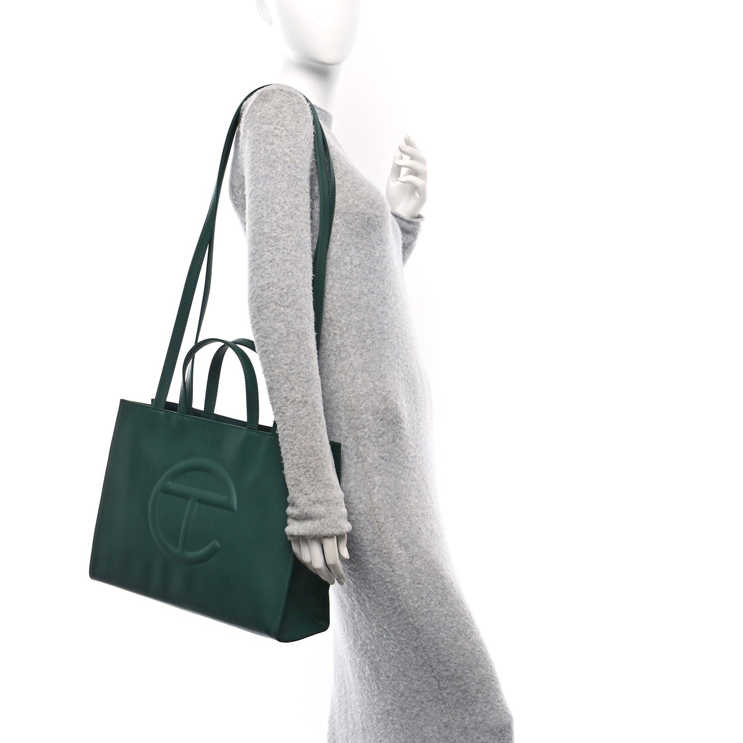 Vegan Leather Medium Shopping Bag Dark Olive