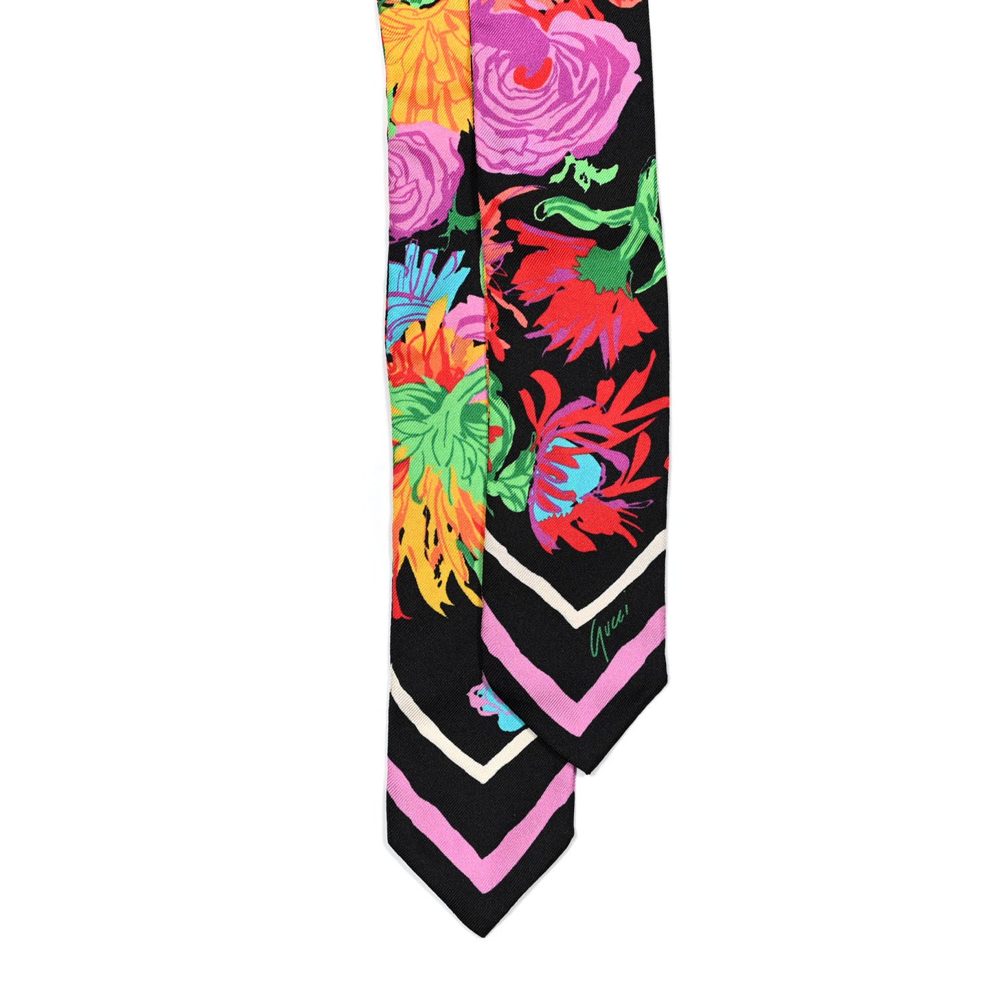 X KEN SCOTT Silk Twill Jennina Neck Bow Scarf Black Pink