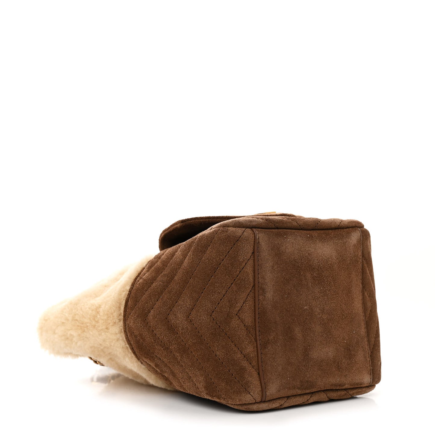 Shearling Suede Monogram Joe Nano Bucket Bag Natural Beige