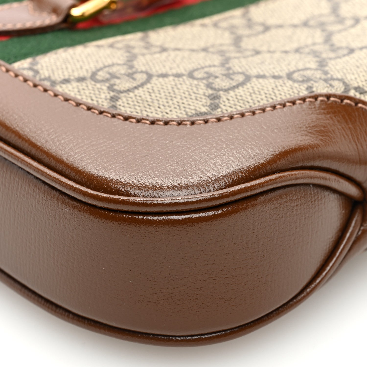 Gucci GG Supreme Monogram Azalea Calfskin Web Mini Jackie 1961 Hobo Beige Ebony Brown Sugar 9 of 10