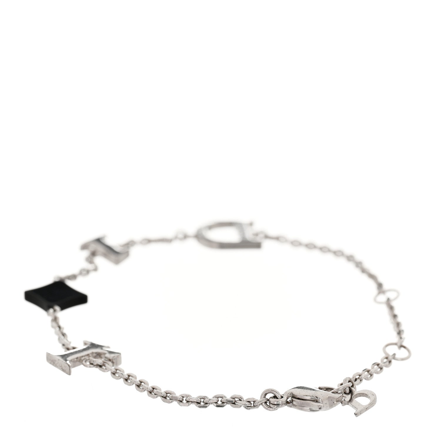 Christian Dior Palladium Logo Bracelet Black Silver 3 of 5