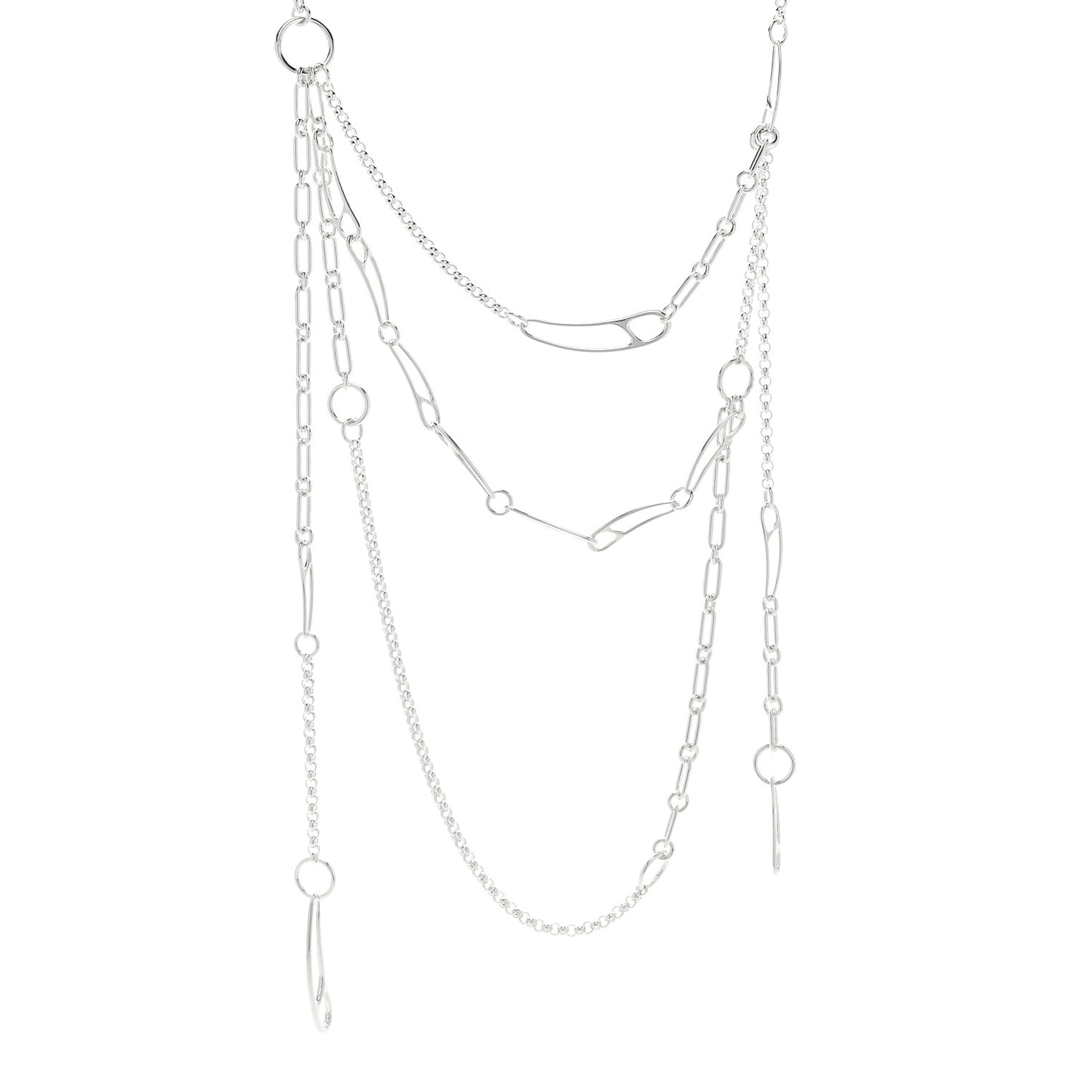 Sterling Silver Chaine d'Ancre Punk Drop Long Necklace