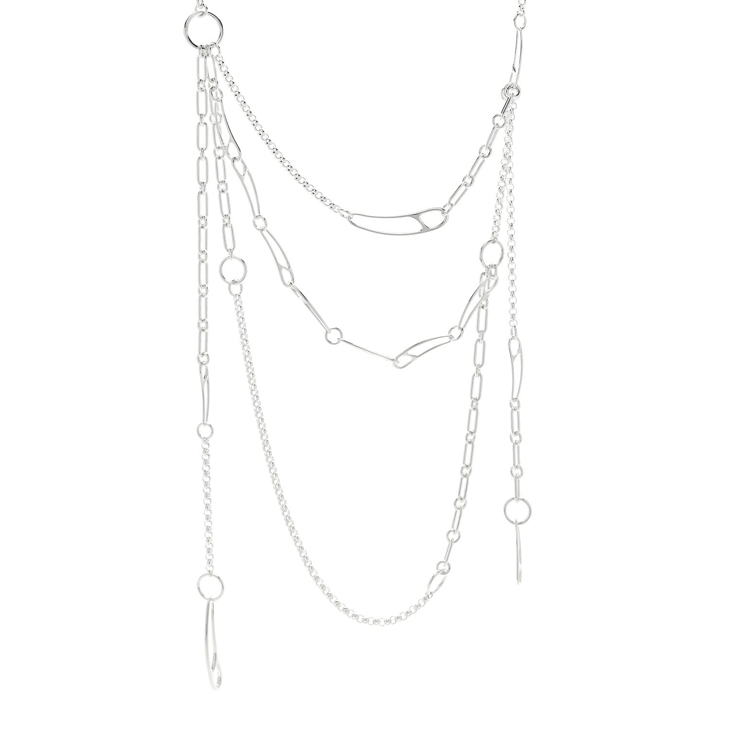 Hermes Sterling Silver Chaine d'Ancre Punk Drop Long Necklace 1 of 4