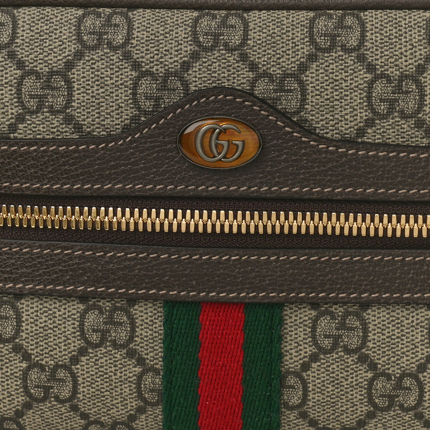 GG Supreme Monogram Web Small Ophidia Belt Bag 75 30 Dark Brown