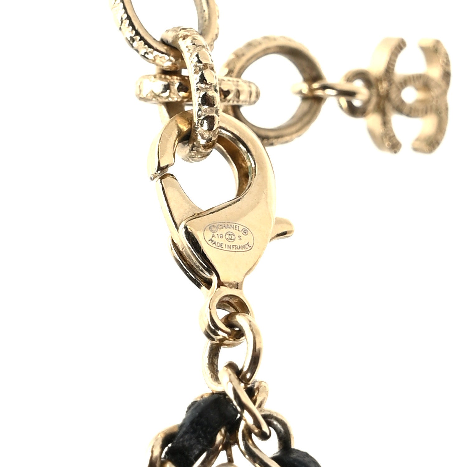 Chanel Pearl Lambskin CC Chain Twist Choker Necklace Gold Black 4 of 6