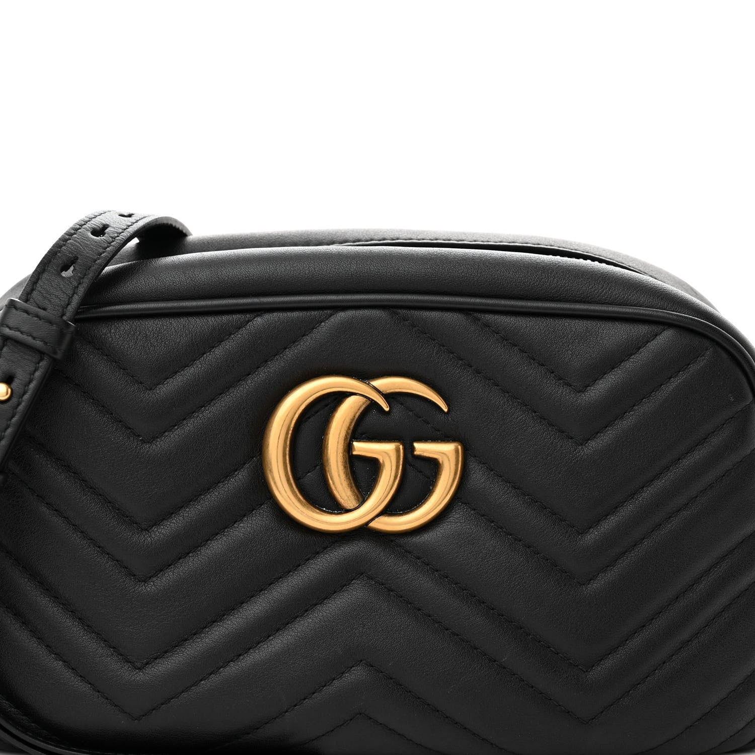 Gucci Calfskin Matelasse Small GG Marmont Chain Shoulder Bag Black 8 of 10