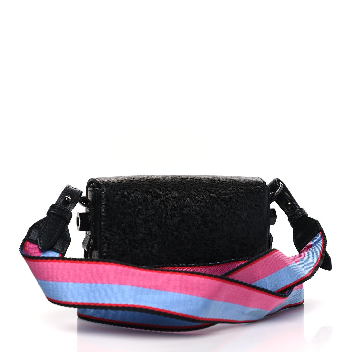 Saffiano Striped Mini Diag Binder Clip Bag Black White Indus