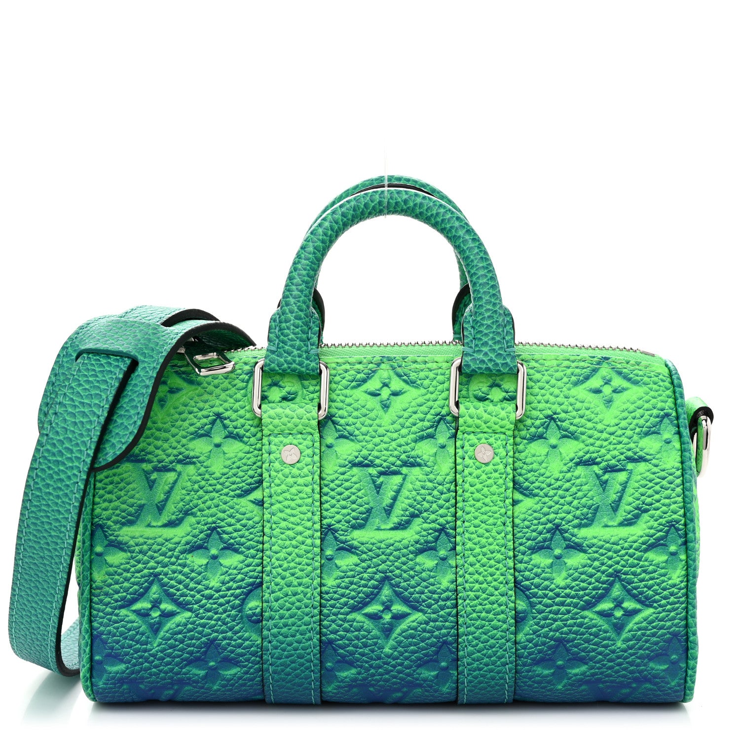 Louis Vuitton Taurillon Illusion Keepall XS Bleu Vert 1 of 9