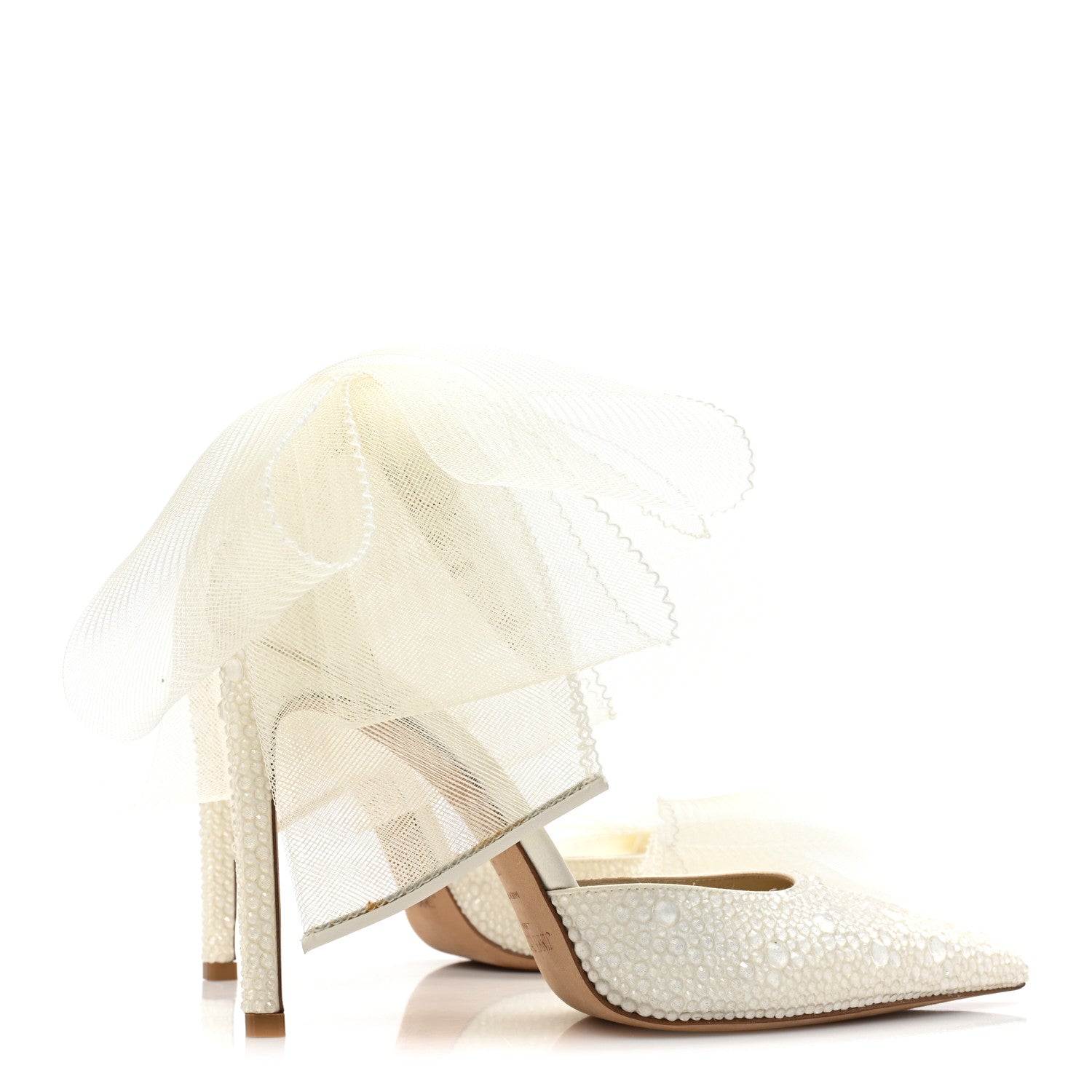 Jimmy Choo Satin Crystal Averly Bow 100 Pumps 37 Latte 4 of 11