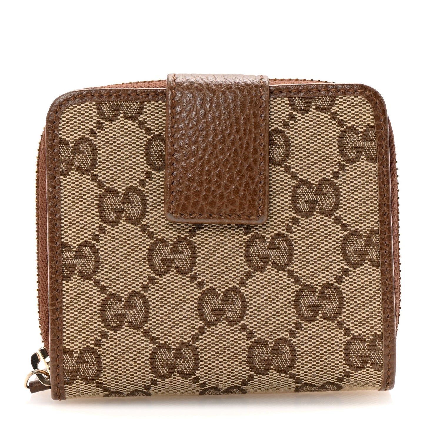 Monogram Dollar Calfskin Zip Around French Wallet Beige Ebony Tabacco
