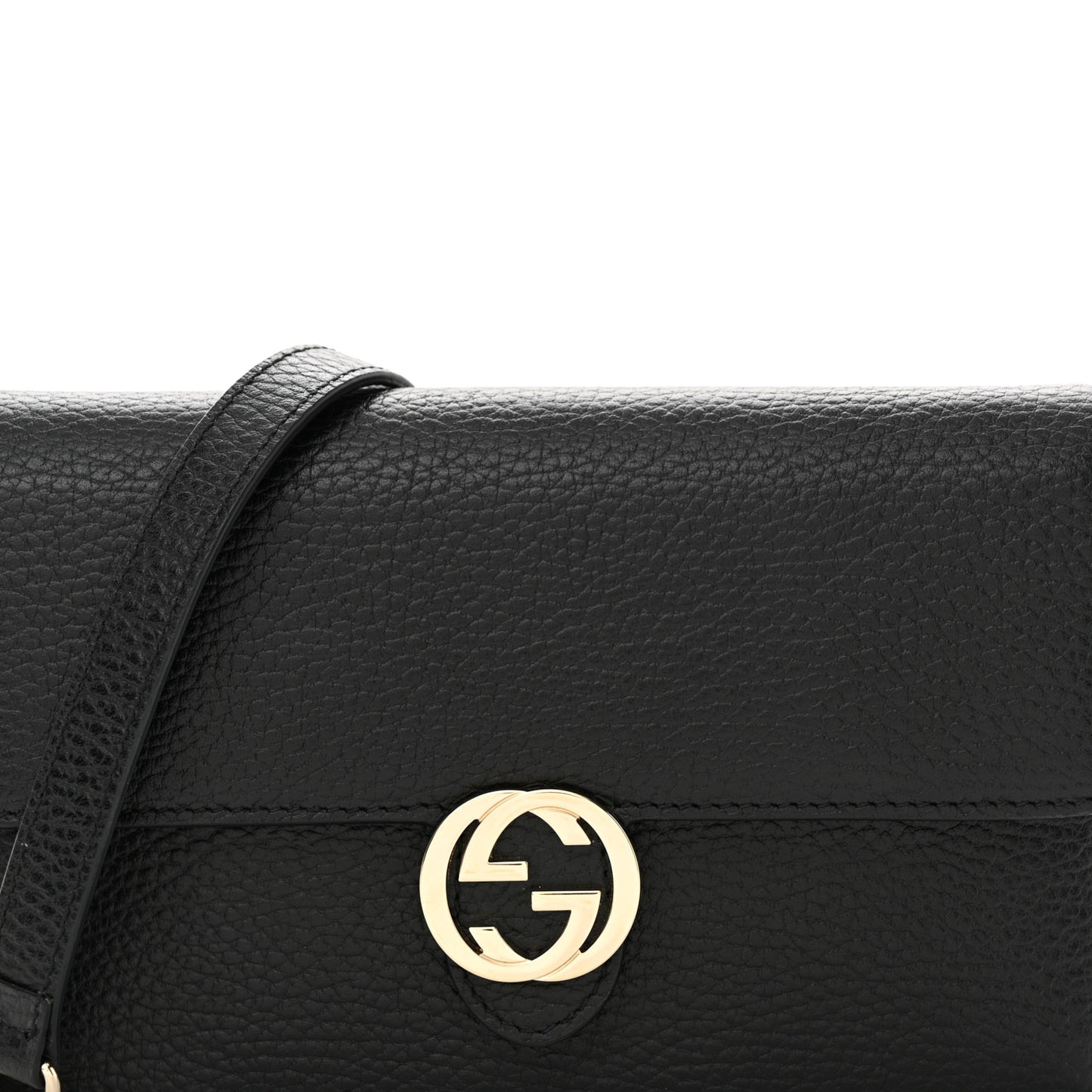 Dollar Calfskin Interlocking G Chain Wallet Black