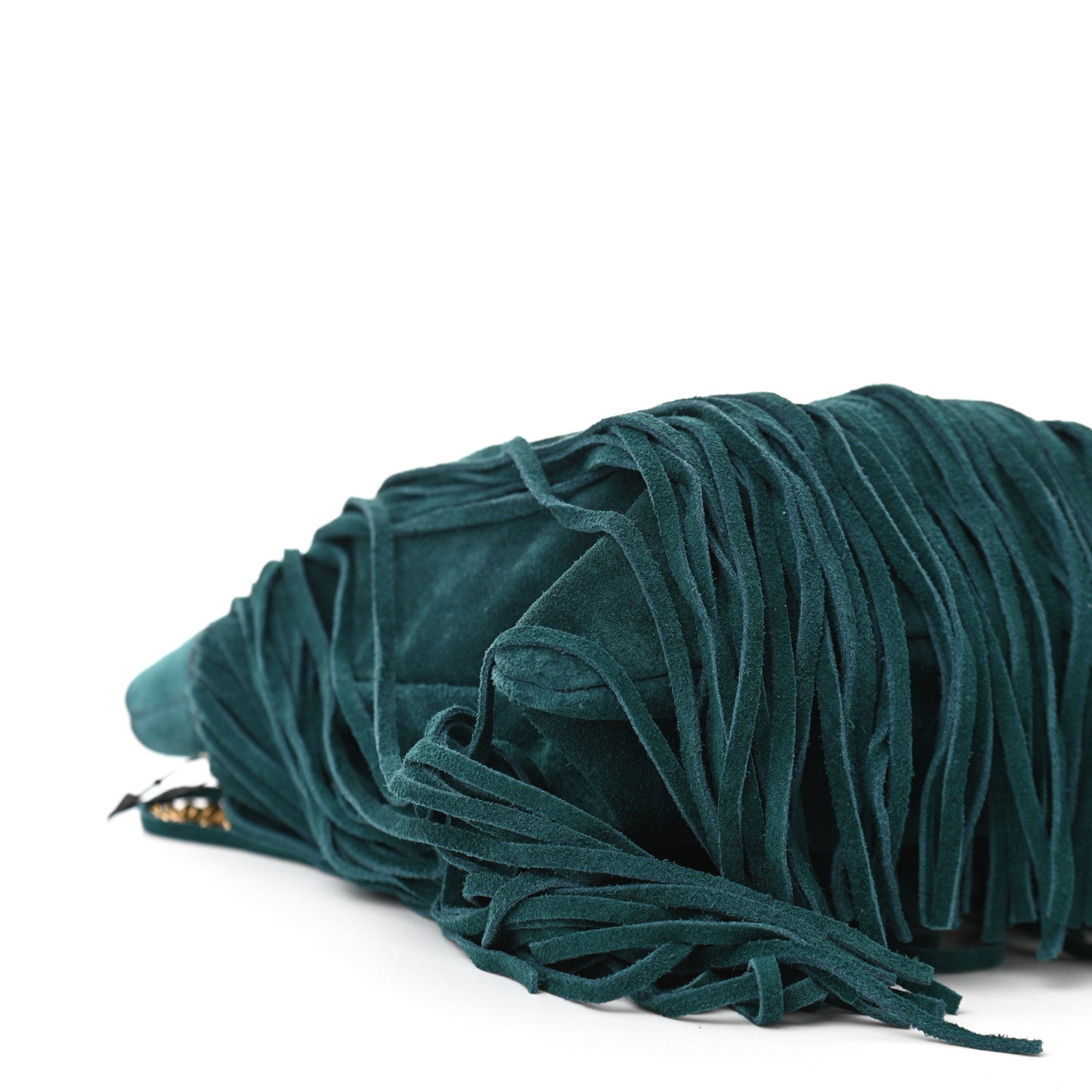 Saint Laurent Suede Calfskin Small Grace Fringed Hobo Bag Rope Sea Turquoise 8 of 9