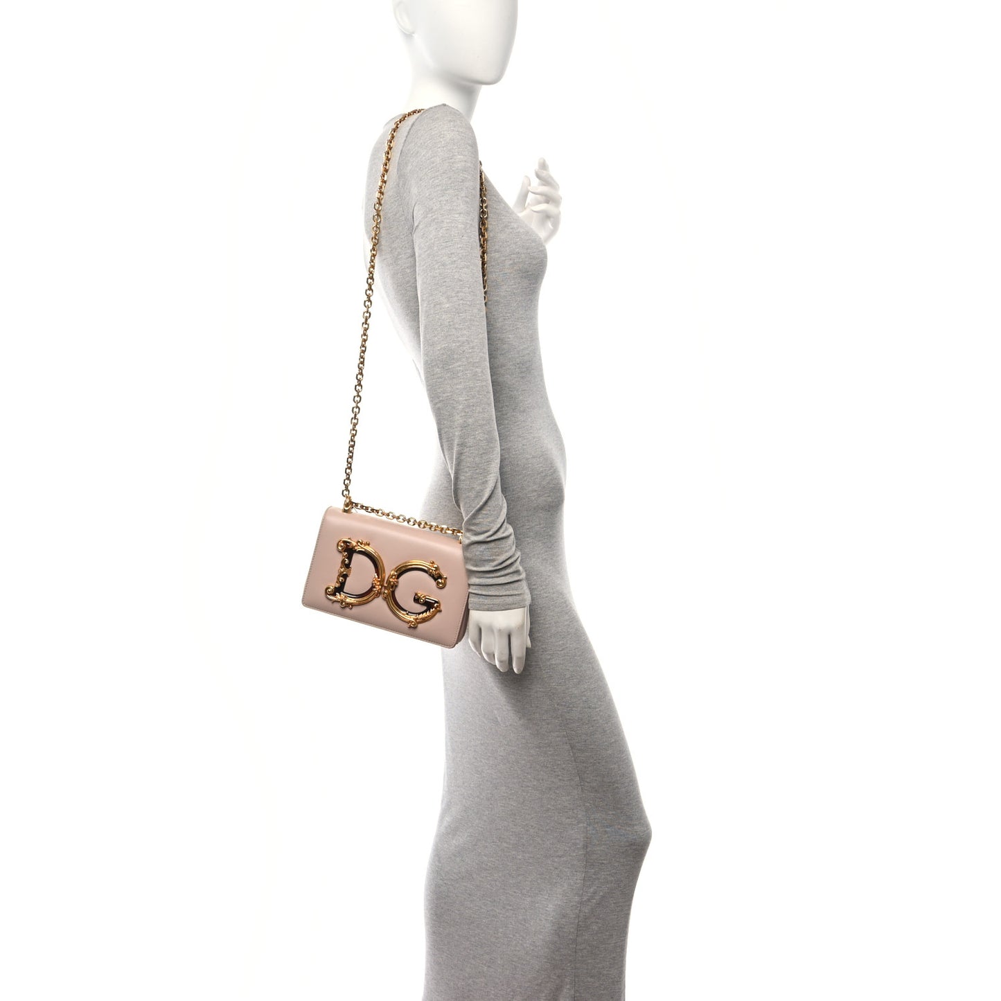 DOLCE GABBANA Calfskin DG Girls Shoulder Bag Pink