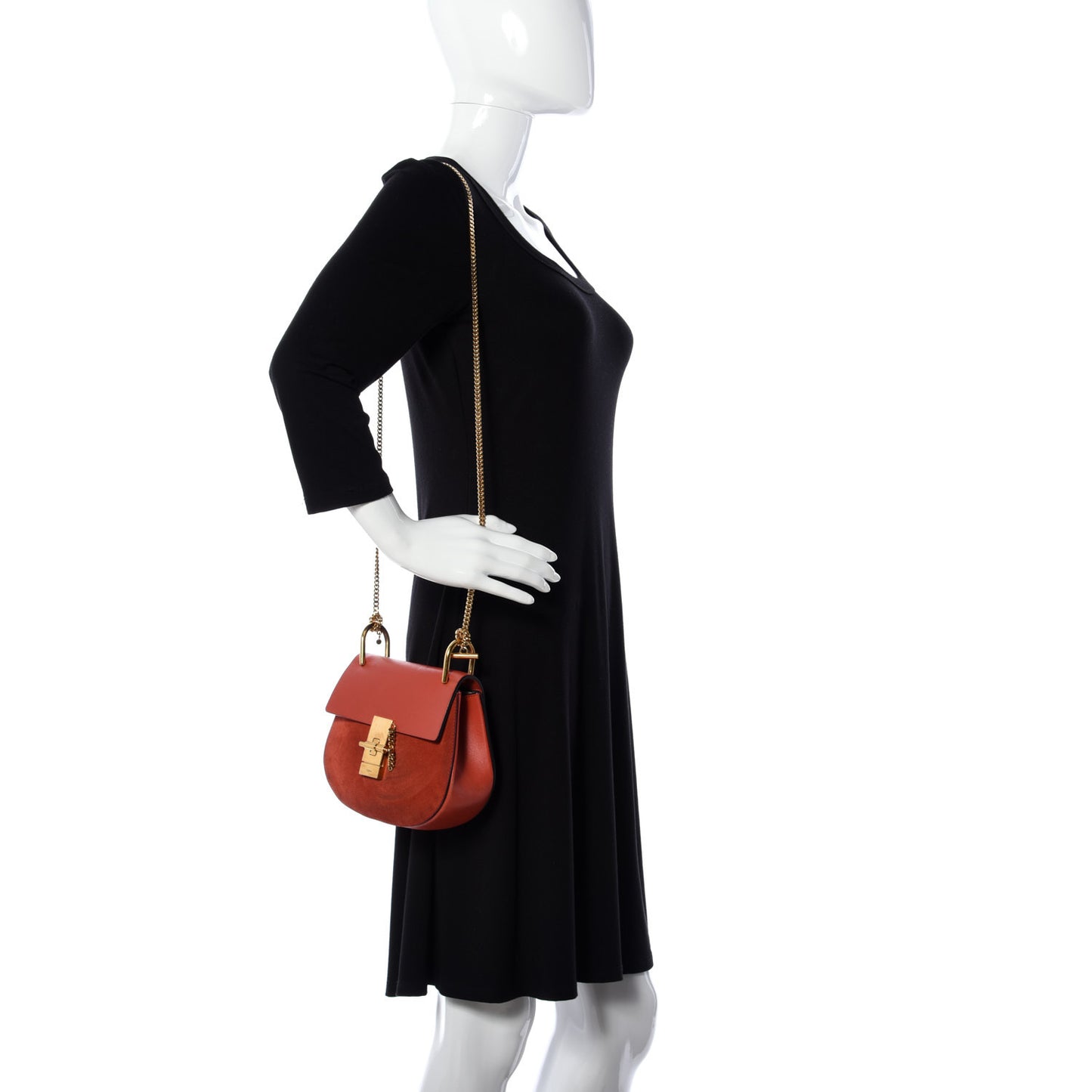 Lambskin Suede Calfskin Mini Drew Shoulder Bag Poppy