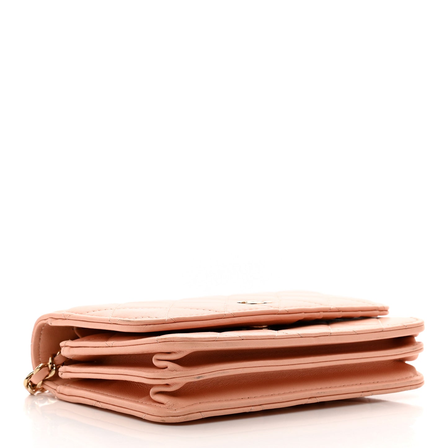 Lambskin Quilted Mini Wallet On Chain WOC Light Pink