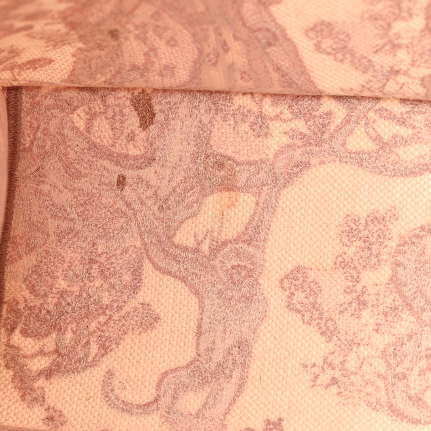 Canvas Toile De Jouy Embroidered Large Book Tote Pink