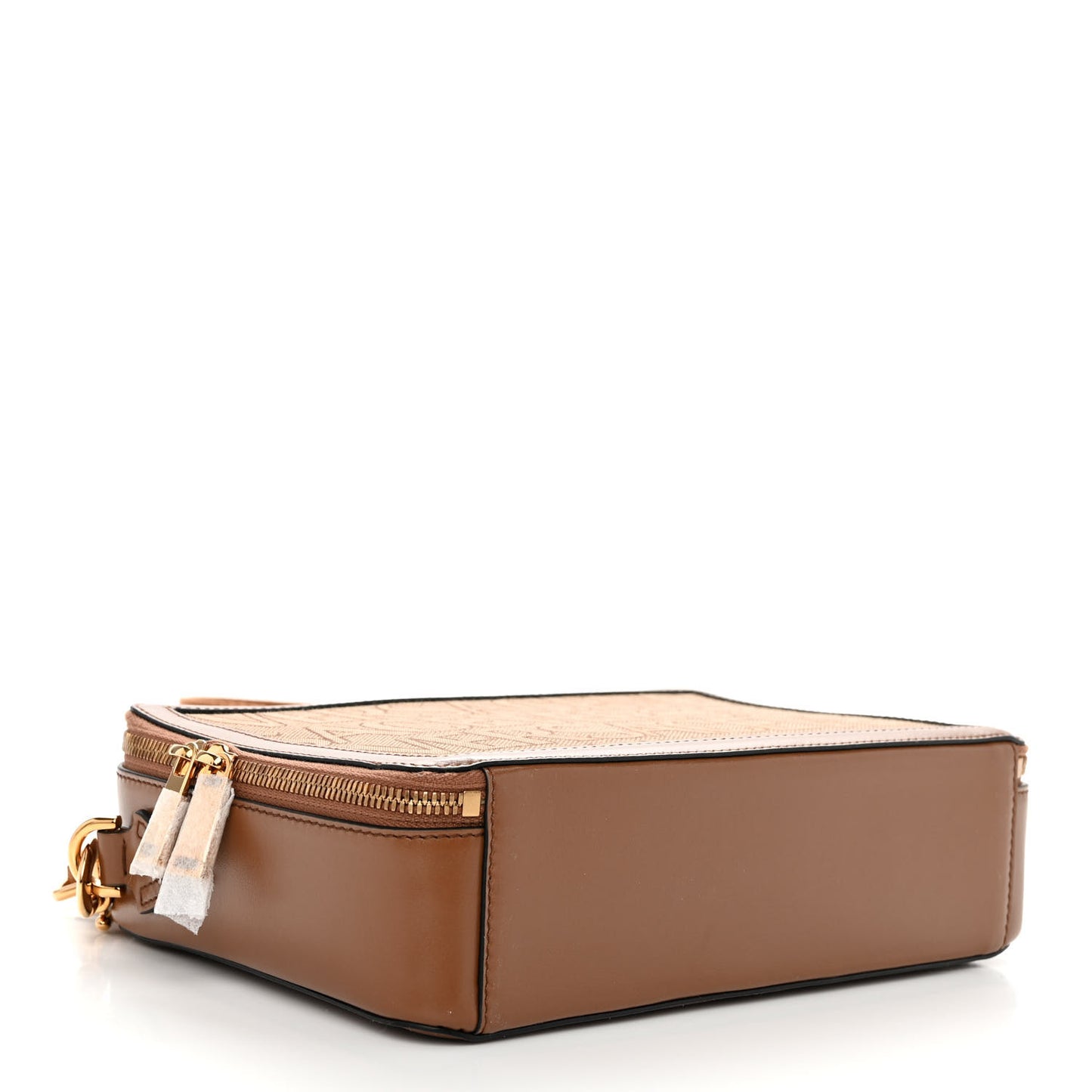 Canvas Calfskin Allover Messenger Bag Beige Brown