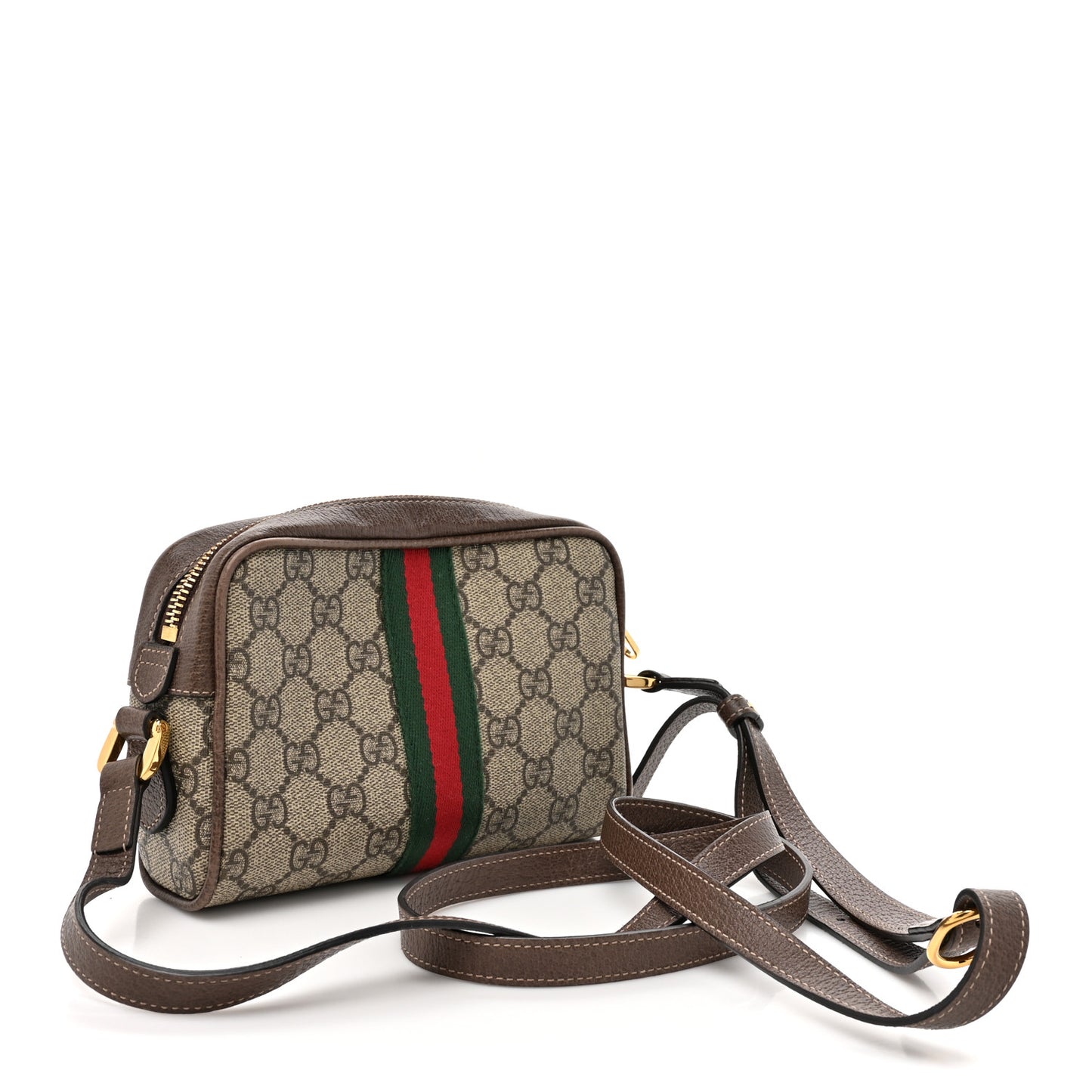 GG Supreme Monogram Web Mini Ophidia Shoulder Bag Brown