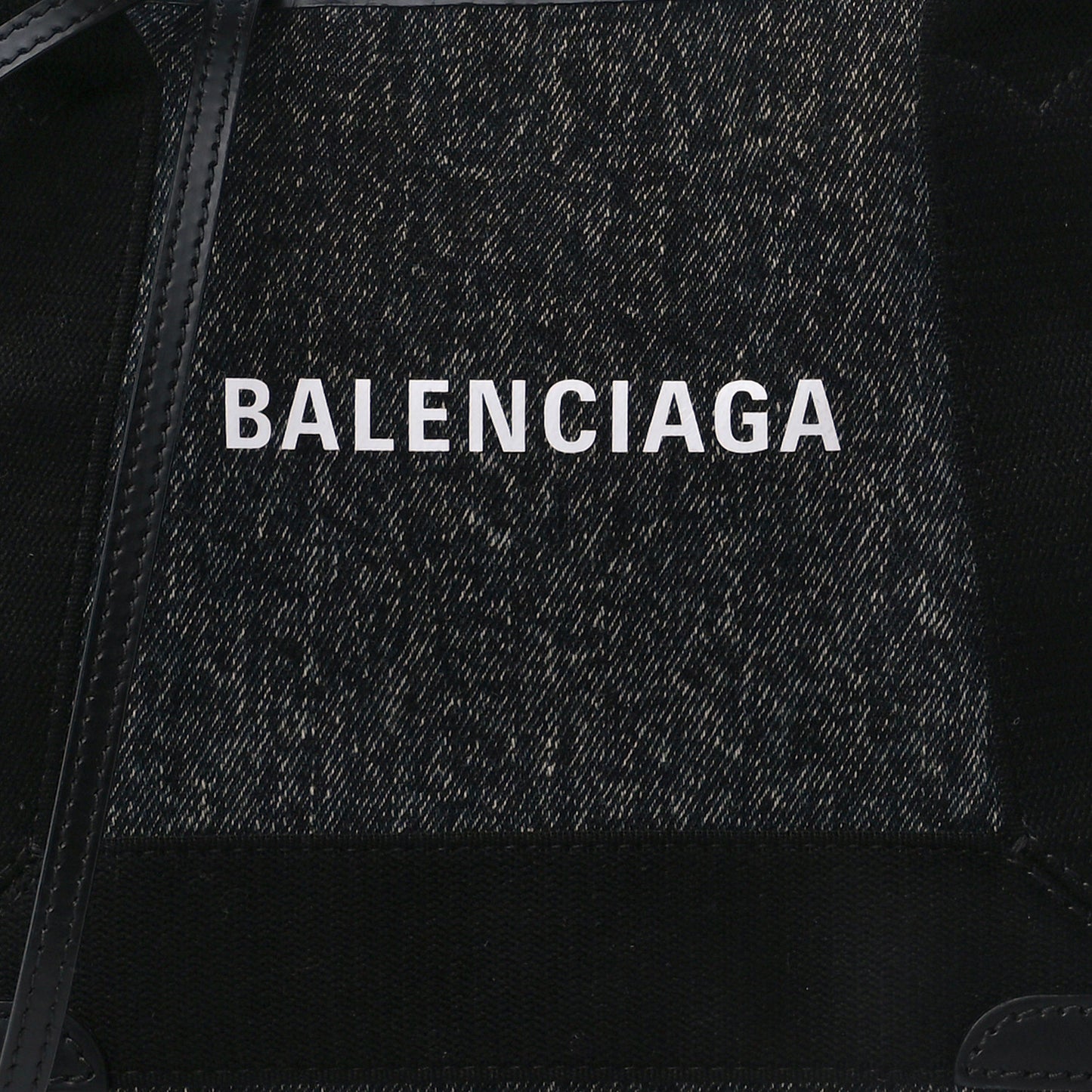 Denim Fabric Satin Calfskin Navy Cabas XS Washed Black