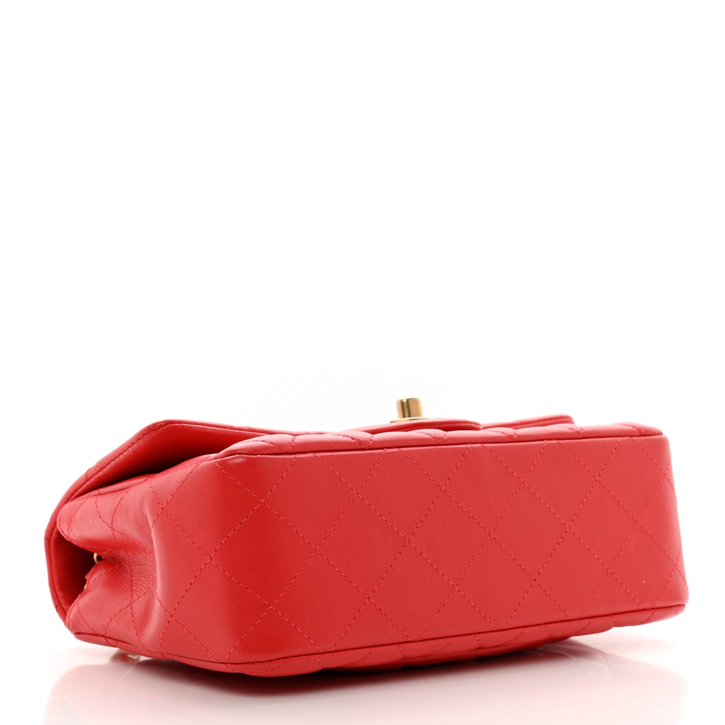 Lambskin Quilted Mini Rectangular Flap Red