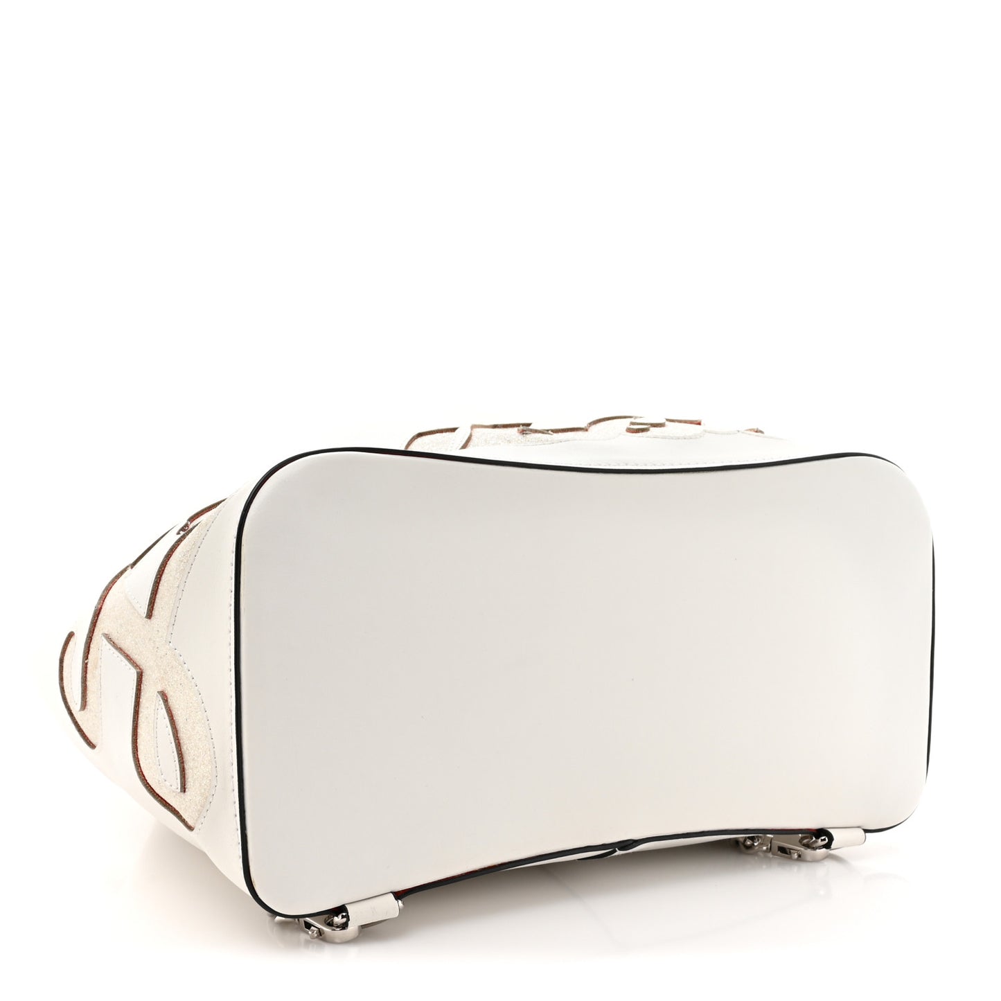 Calfskin Paris Marie Jane Perforated Glitter Logo Backpack White