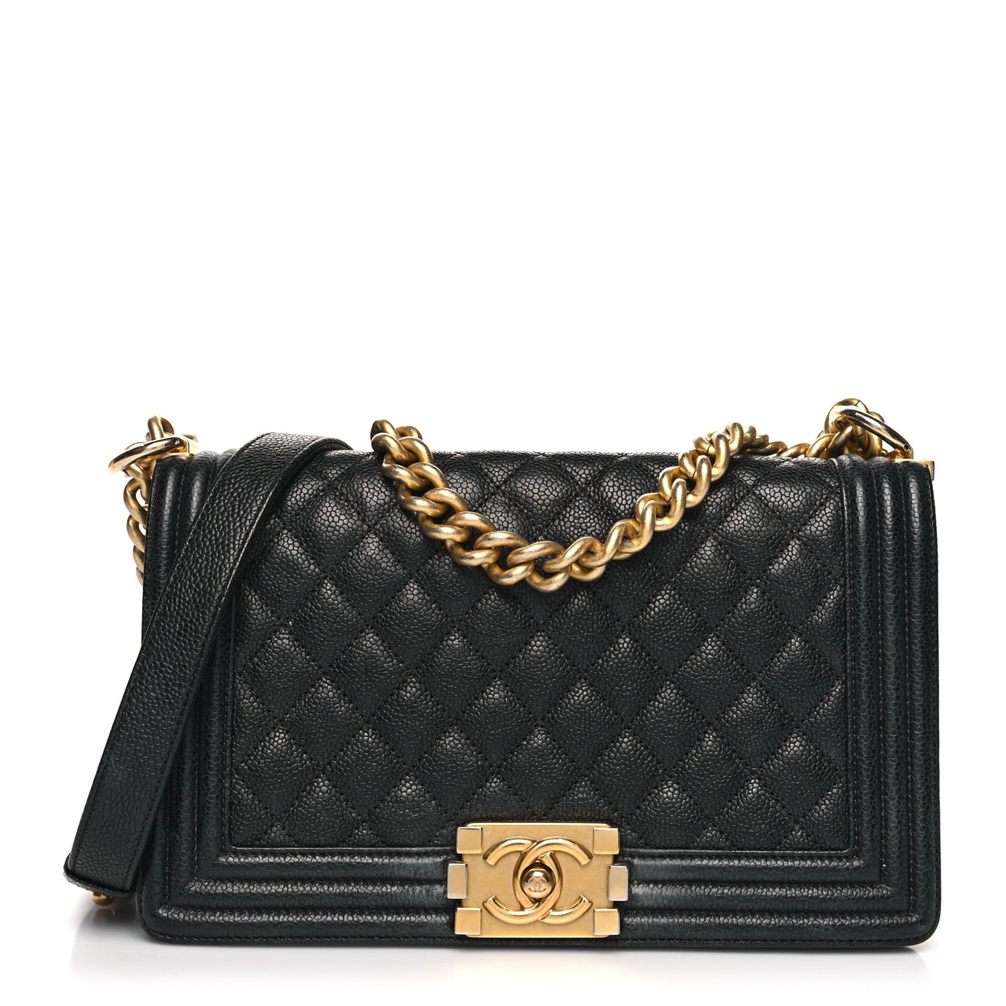 Caviar Quilted Medium Boy Flap Black