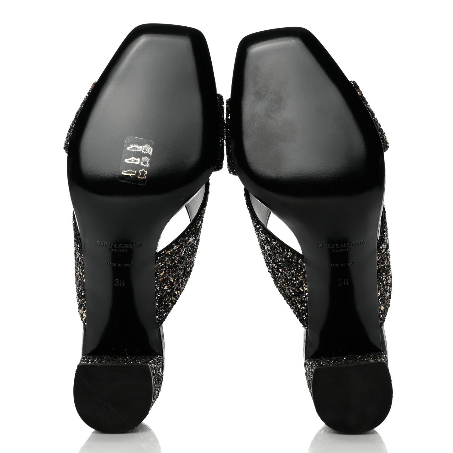 Glitter LouLou 70 Mule Sandals 38 Black Gold