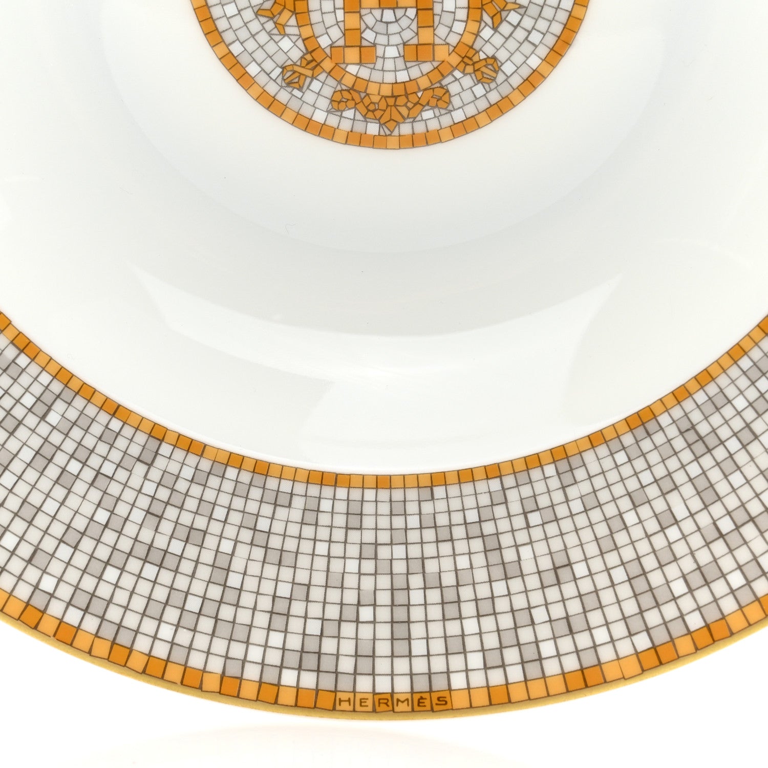 Hermes Porcelain Mosaique Au 24 Platine Soup Plate Set of 2 6 of 7